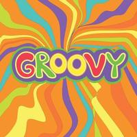 Good Vibes 1970. Retro Groovy Vector Poster or Card with Lettering Hippie Phrase