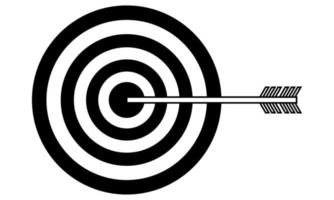 Hand drawn target with an arrow hitting the target. Abstract image of achieving success. Doodle style. Sketch. Vector illustration