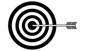 Hand drawn target with an arrow hitting the target. Abstract image of achieving success. Doodle style. Sketch. Vector illustration