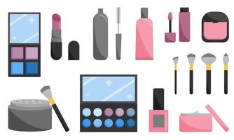 conjunto de cosméticos. cosméticos para aplicar maquillaje. estilo plano ilustración vectorial vector