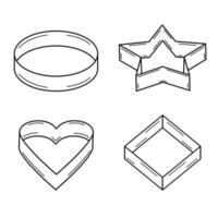 Hand drawn set of molds for making cookies. Doodle style. Sketch. Vector illustration