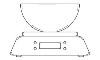 básculas de cocina dibujadas a mano. herramienta para medir el peso de los ingredientes al cocinar. estilo garabato. bosquejo. ilustración vectorial vector