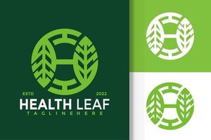 plantilla de vector de diseño de logotipo de hoja de salud letra h