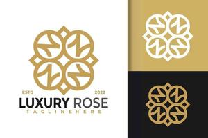 Luxury Letter N Rose Line Modern Logo Design  Vector Template