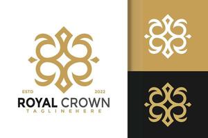 plantilla de vector de diseño de logotipo moderno de lujo de corona real