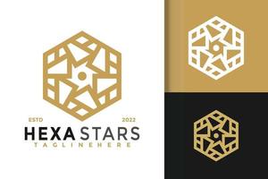 plantilla de vector de diseño de logotipo de estrella hexagonal de lujo