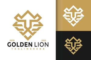 Golden Lion Mark Modern Logo Design  Vector Template