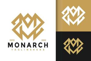 Letter M Monarch Crown Elegant Modern Logo Design  Vector Template