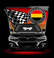black sports car racing flag ... vector