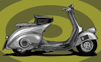 vintage scooter silver color ... vector