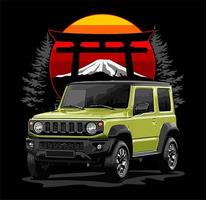 suv car in japanese mountains... vector