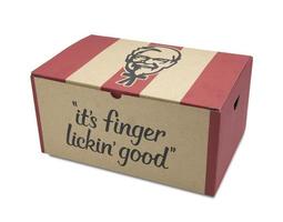 Food delivery box for KFC fast food restaurant. Kentucky Fried Chicken. photo