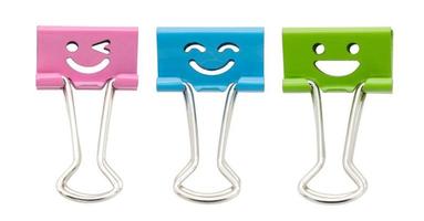 Set of smile binder clip isolated on white background photo