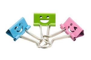 Set of smile binder clip isolated on white background. Concept team work together. Happy teamwork. photo