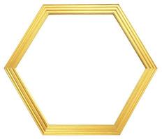marco dorado hexagonal aislado sobre fondo blanco foto