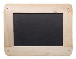 Blackboard with wooden frame isolated on white background photo