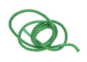 Green nylon rope isolated on white background photo