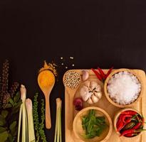 Bowl of spicy herbs photo