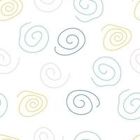 Seamless abstract pattern with hand-drawn curls arranged chaotically festive confetti and cute circles vector