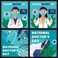 conjunto de tarjetas del día nacional del médico vector