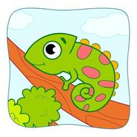 Cute Iguana cartoon. Iguana clipart vector illustration. Nature background