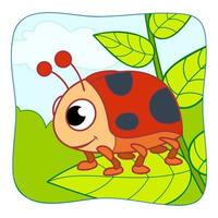 Cute ladybug cartoon. ladybug clipart vector illustration. Nature background