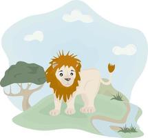 ilustración de león en la naturaleza vector