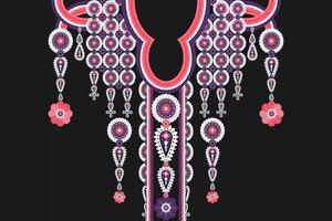 Geometric Ethnic oriental pattern traditional .Floral necklace embroidery design for fashion women.background,wallpaper,clothing and wrapping. vector