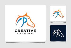 Letter P Horse Logo Template With Business Card Design Inspiration vector