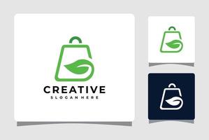 Green Eco Shop Logo Template With Business Card Design Inspiration vector