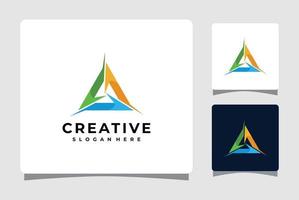 Abstract Triangle Colorful Logo Template With Business Card Design Inspiration vector