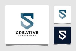 Letter S Shield Logo Template With Business Card Design Inspiration vector