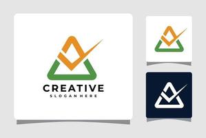 Triangle Check Mark Logo Template With Business Card Design Inspiration vector