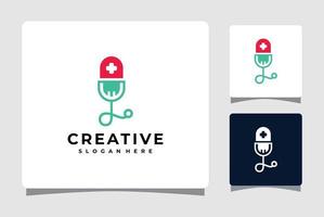 plantilla de logotipo de podcast médico con inspiración para el diseño de tarjetas de visita vector