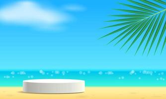 round podium white podium on beach vector