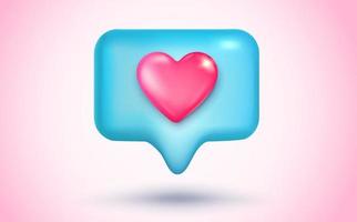 Vector social media heart icon. Vector like icon in 3d style with heart. Realistic heart for social media and notification.