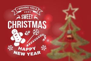 te deseo una muy dulce navidad y feliz año nuevo sello, juego de pegatinas con copos de nieve, dulces de navidad, galleta. vector.