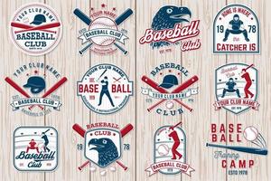 conjunto de insignias del club de béisbol o softbol. ilustración vectorial concepto para camisa o logo, vector