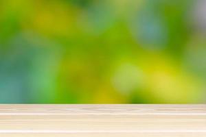 Empty wooden table with very refreshing bright green, Space background montage style, For place the product. photo