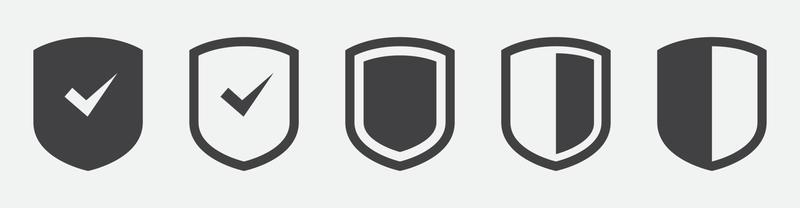 Set of security shield icons isolated on white background. protection, shield, Safety, and defense vector.
