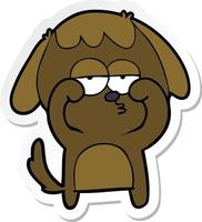 sticker of a cartoon tired dog vector