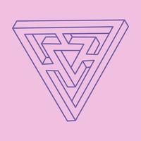 Impossible shape, optical illusion logo, vector triangle. Optical art object. Geometric figure.