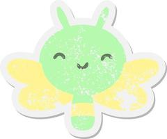 cute cartoon bug grunge sticker vector