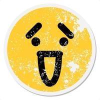 nervous but happy laughing face circle vector