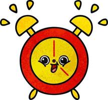retro grunge texture cartoon alarm clock vector
