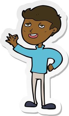sticker of a cartoon man making excellent gesture