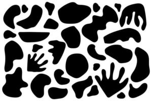 Set of abstract organic shapes. Organic black blobs of irregular shape. Optical art figures. Random objects. vector