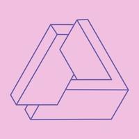 logotipo de ilusión óptica. formas imposibles. figuras de geometría sagrada. objetos geométricos eternos abstractos. formas de contorno sin fin imposibles. arte óptico. forma de geometría imposible sobre un fondo rosa. vector