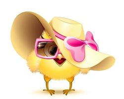 Chick girl with straw hat vector