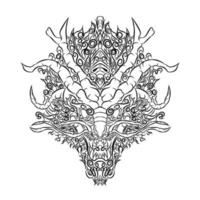 Dragon head vector line art sketch illustration
